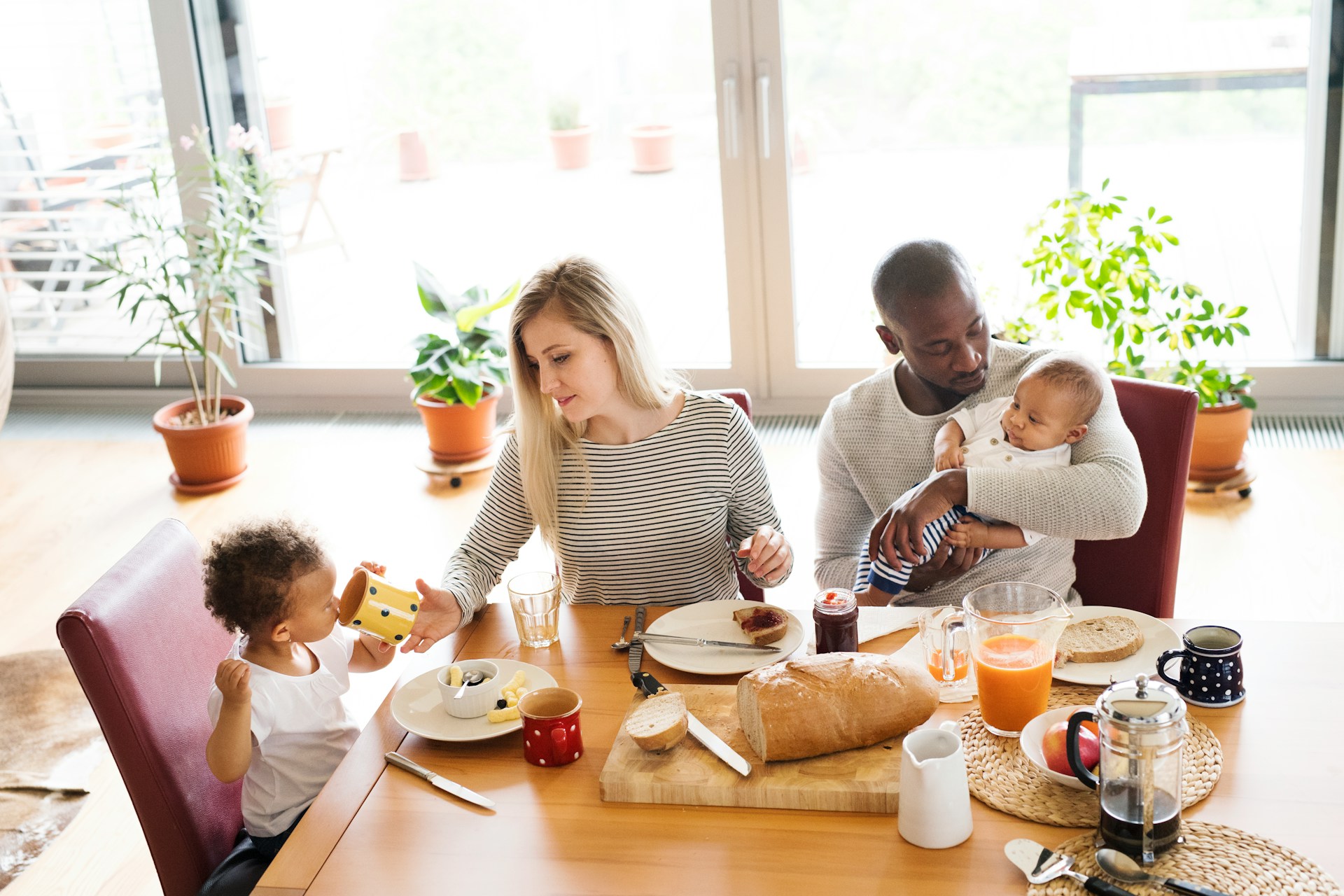 family comfortable at home